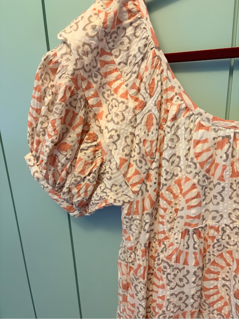 Cleobella Puff Sleeve Mini Dress Boho Organic Cotton Print Size Small - Picture 2 of 4